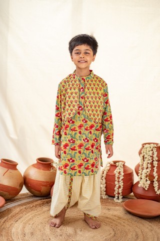 PlumCheeks  Garden Dhoti Kurta Set